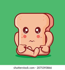 sad bread food mascot isolated cartoon in flat style