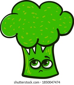 Brocoli triste, ilustración, vector sobre fondo blanco
