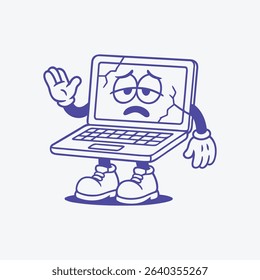 A sad broken laptop with cracks in the screen, perfect for tech or failure-themed content.