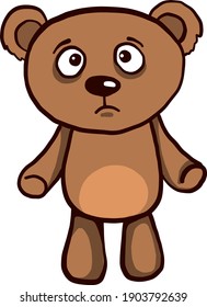 Sad brown bear, illustration, vector on a white background.