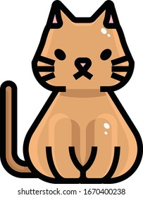 Sad brown cat, illustration, vector on white background.