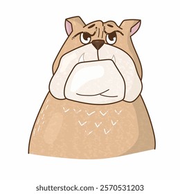 sad bulldog didn't get enough sleep, angry bulldog, angry dog, funny character, sticker