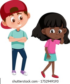 Sad bullied black girl illustration