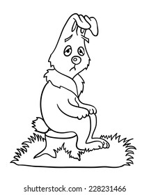 Sad Bunny, Contour Vector Illustration