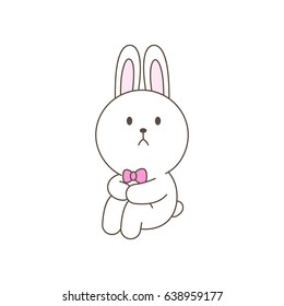 sad bunny mascot cartoon isolated vector illustration