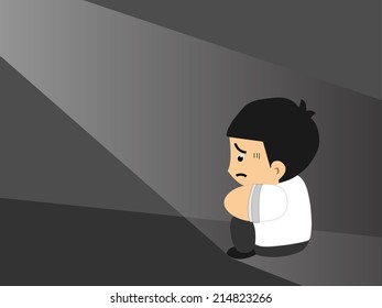 Sad business man in a empty room