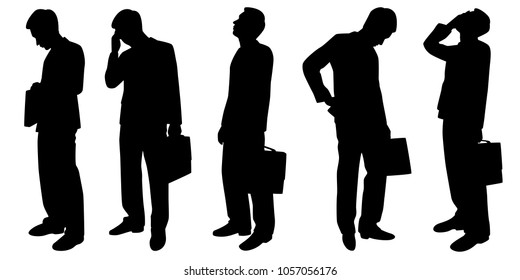 Sad business man silhouette vector set