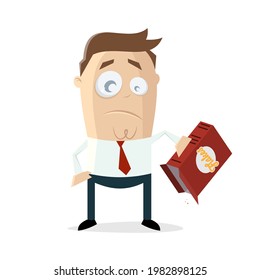 sad businessman with empty box of corn flakes