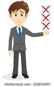 Sad Businessman With Incomplete Floating Of Check List