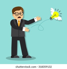 
Sad businessman looking at how it departs from the brilliant idea