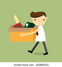 Sad businessman walk out from work,vector,illustrator