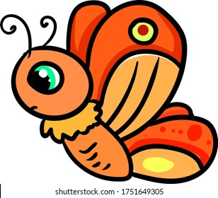 Sad butterfly , illustration, vector on white background