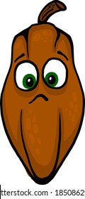 Grano de cacao triste, ilustración, vector sobre fondo blanco