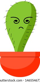 Sad cactus, illustration, vector on white background.