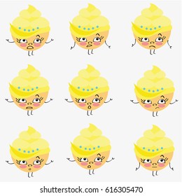 Sad cakes with yellow cream