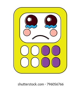 sad calculator school supplies  kawaii icon image 