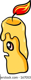 Traurige Kerze, Illustration, Vektorillustration auf weißem Hintergrund.