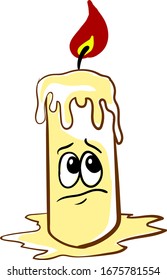 Sad candle, illustration, vector on white background.
