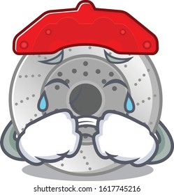 Sad of car brake cartoon mascot style