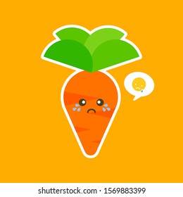 sad carrot character. Vector modern trendy flat style cartoon illustration icon design. Isolated on white background. Carrot character concept