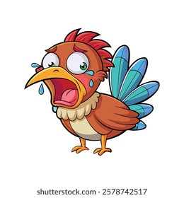 Sad Cartoon Bird Crying - Vector Illustration