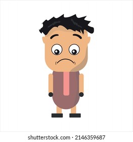 Sad cartoon boy in separate layers for easy editing