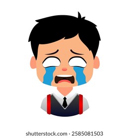 Sad Cartoon Boy, Sad student disappointed with test results, Emoji Boys School