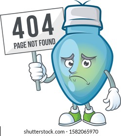 sad cartoon character blue christmas bulb raised up a board