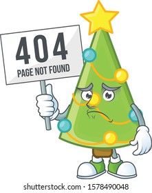 sad cartoon character christmas tree decoration raised up a board
