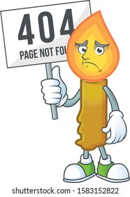 sad cartoon character gold candle raised up a board