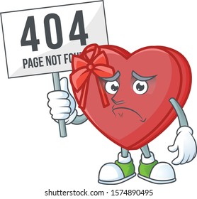 sad cartoon character love gift box raised up a error board