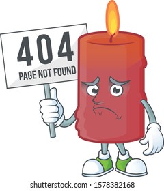 sad cartoon character red candle raised up a board