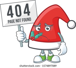 sad cartoon character santa claus hat raised up a error board