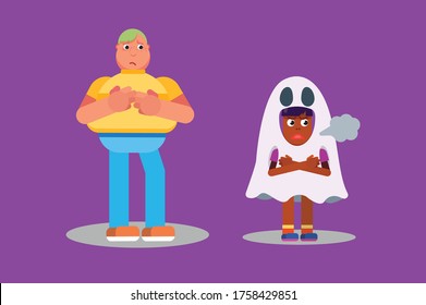 Sad cartoon classic Halloween characters - This character illustration can use as a sticker also.