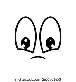 Sad Cartoon Face with Big Eyes and Frown Expression.