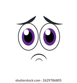 Sad cartoon face expression. Vector illustration