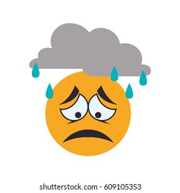 Sad cartoon face icon vector illustration graphic design