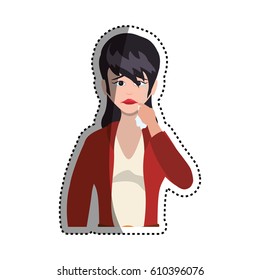Sad cartoon face icon vector illustration graphic design