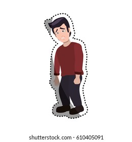 Sad cartoon face icon vector illustration graphic design