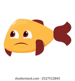 Sad cartoon fish expressing disappointment with big eyes