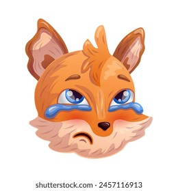 Sad cartoon fox. Anthropomorphic face. Vector illustration.