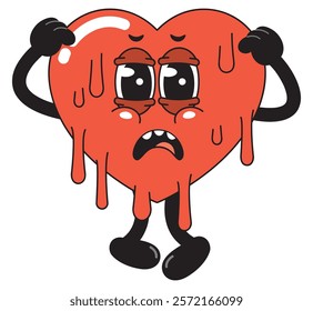 Sad Cartoon Heart melt Illustration