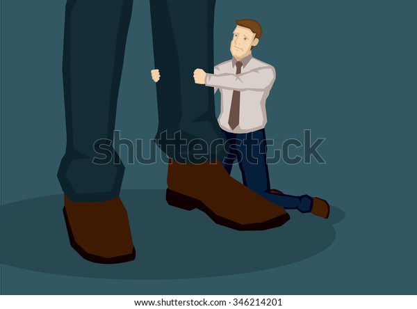 Sad Cartoon Man Kneeling On Ground Stock Vector (Royalty Free ...