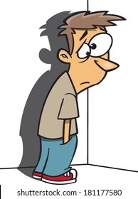 Sad Cartoon Man Standing In A Corner