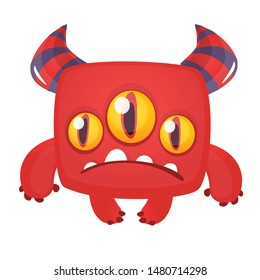 Sad cartoon monster. Vector Halloween illustration