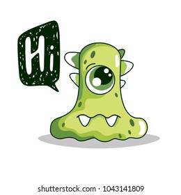 Sad Cartoon Monster Vector Illustration Green Stock Vector (royalty 