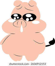 Sad Cartoon Pig Crying Illustration