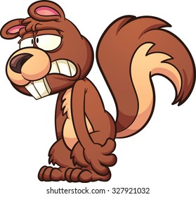 Sad cartoon squirrel. Vector clip art illustration with simple gradients. All in a single layer.