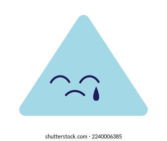 Sad cartoon triangle flat icon Abstract geometric shapes. Vector illustration