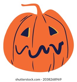 sad carved pumpkin illustration vector